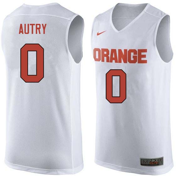 Men #0 Adrian Autry Syracuse White College Basketball Jerseys Sale-White